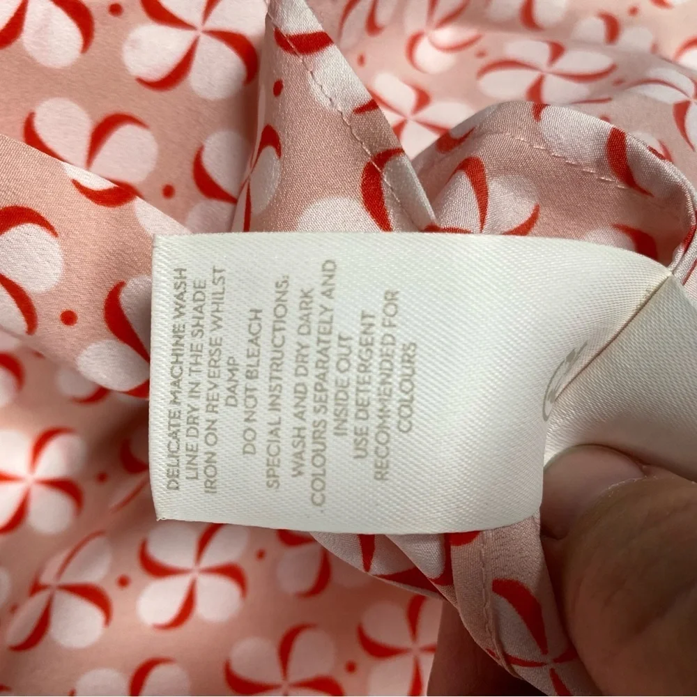 Boden US 6 Peggy Pinwheel Ruffle Pleated Blouse 0072 Sleeveless Printed Top pink - Picture 9 of 9